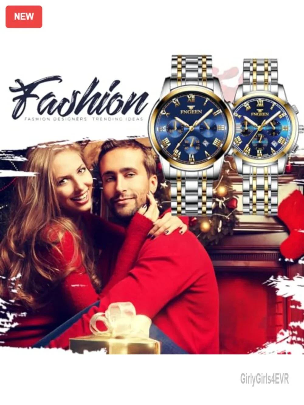 His Hers Matching Watch Set Stainless Steel Quartz Analog Waterproof